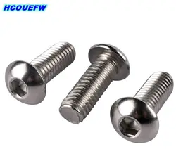 HCOUEFW 5pcs UNC 3/8-16 US Coarse Thread 304 Stainless Steel Allen Hex Hexagon Socket Button Head Round Screw Bolt