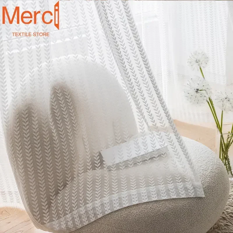 Rideaux de Luxe Modernes pour Salon, Salle à Manger, Chambre à Coucher, Jacquard Américain Personnalisé Rice Mars, Dentelle Occultante, Tulle