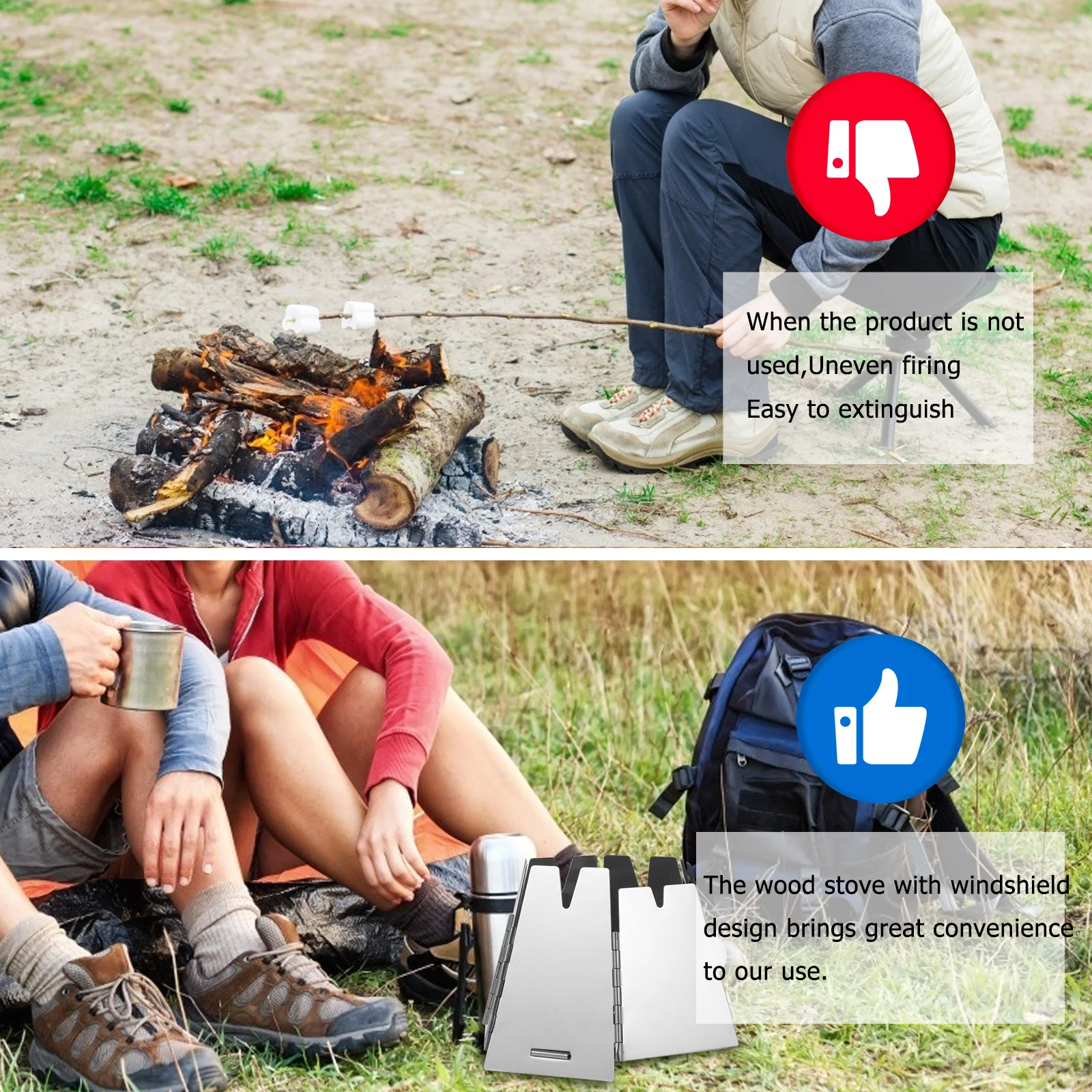 

Portable Folding Wood Burning Stove Lightweight Camping Outdoor Cooking Backpacking Pocket Stove Camping Supplies