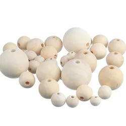 50pcs 10-20mm Original Natural Wood Beads Loose Bead Accessories For Beaded Bracelet Making DIY