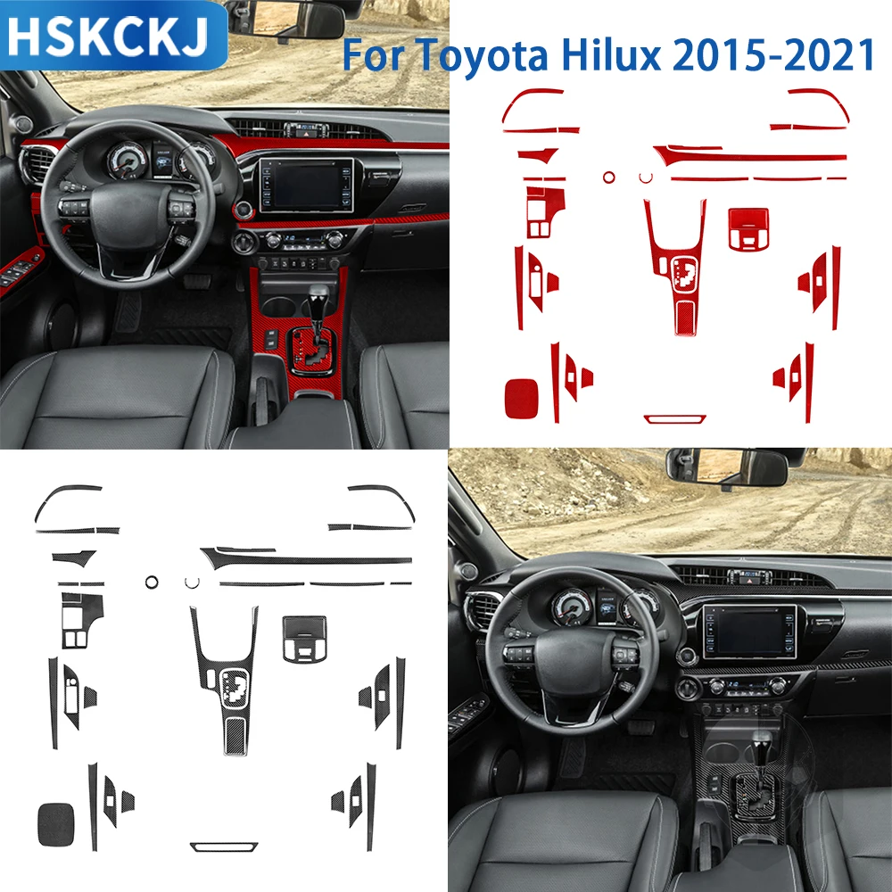 

For Toyota Hilux 2015 2016 2017 2018 2019 2020 2021 Accessories Carbon Fiber Interior Car Gear Door Storage Panel Trim Sticker