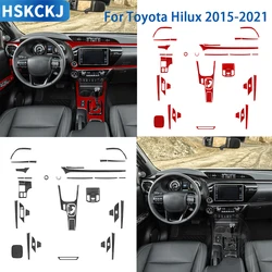 Dla Toyota Hilux 2015 2016 2017 2018 2019 2020 2021 akcesoria z włókna węglowego wnętrze samochodu drzwi do przechowywania wykończenie panelu naklejka