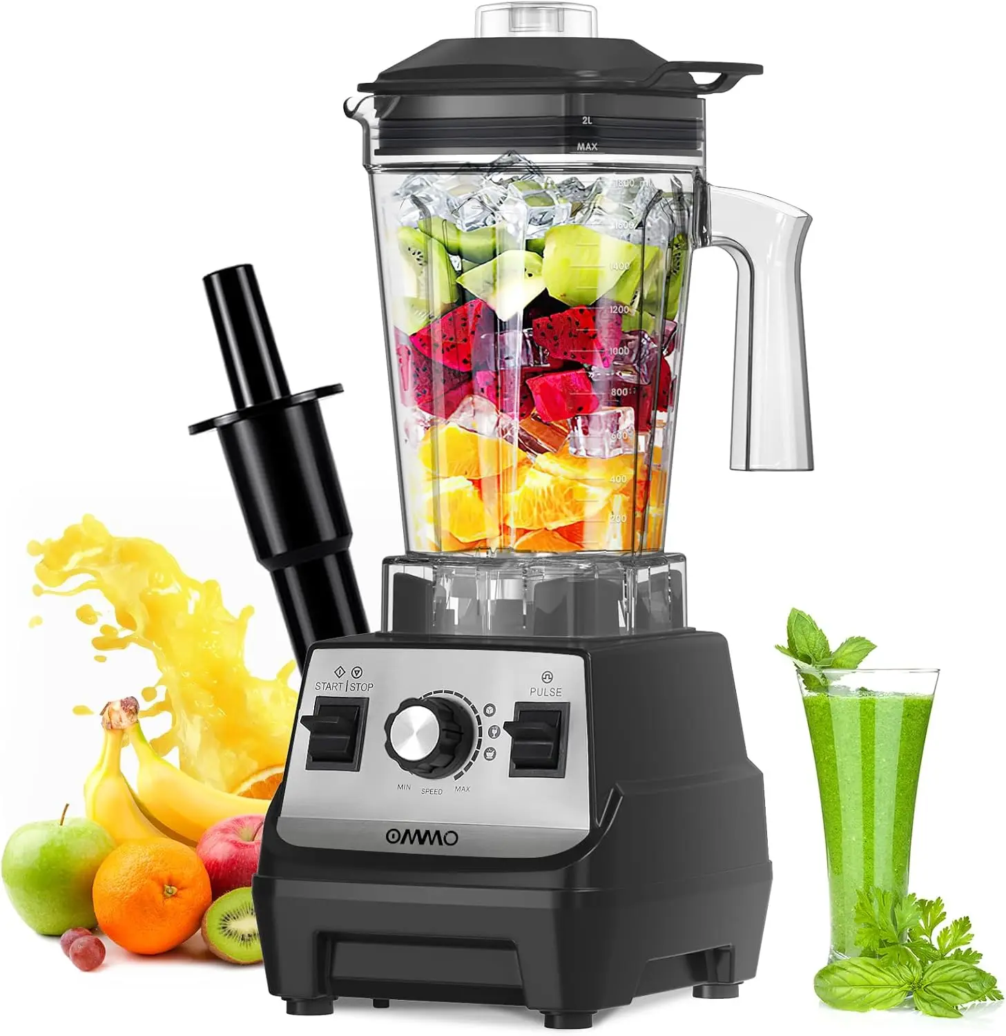 

Professional High Speed Blender 1800W with Stainless Steel Blades, 60oz BPA Free Jar for Smoothies and Ice, Dishwasher Safe
