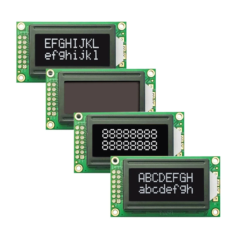 0802a 2X8 lcd display hd44780d or AIP31066 controller 08 * 02 LCD module Multiple modes and 5V or 3.3V power supply VA  white