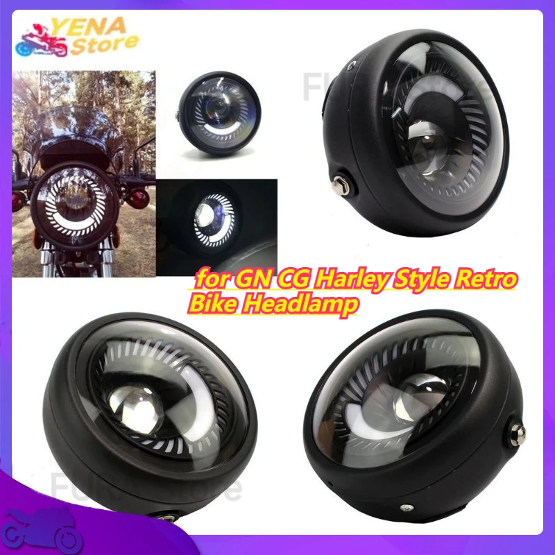 

Motorcycle Vintage Headlight LED Metal Front Lamp for GN CG Harley Style Retro Bike Headlamp