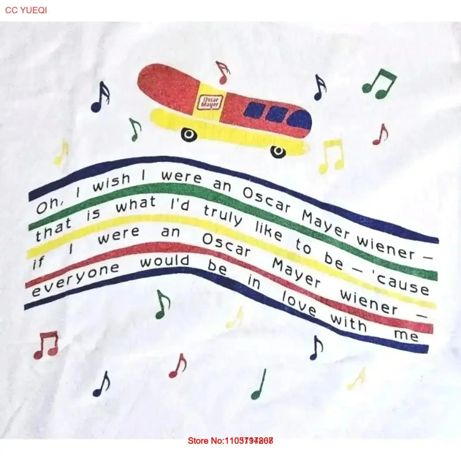 Oscar Mayer Hot Dog Weiner Mobile I Wish Was A Jingle Song T Shirt XL vintage Washed fashion Breathable Soft Versatile vintage