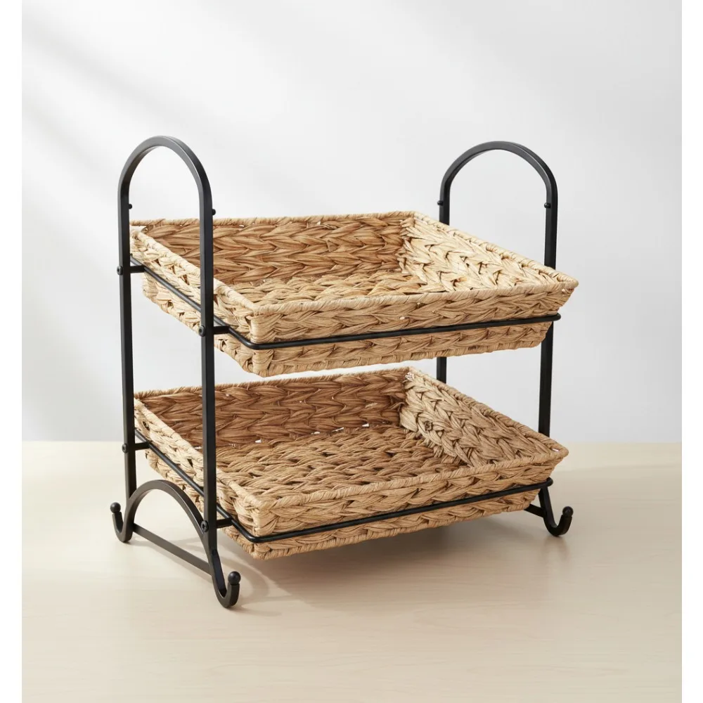 Stackable Rattan Snack Display Rack | Multi-Function Candy Organizer Shelf for Store & Home Use