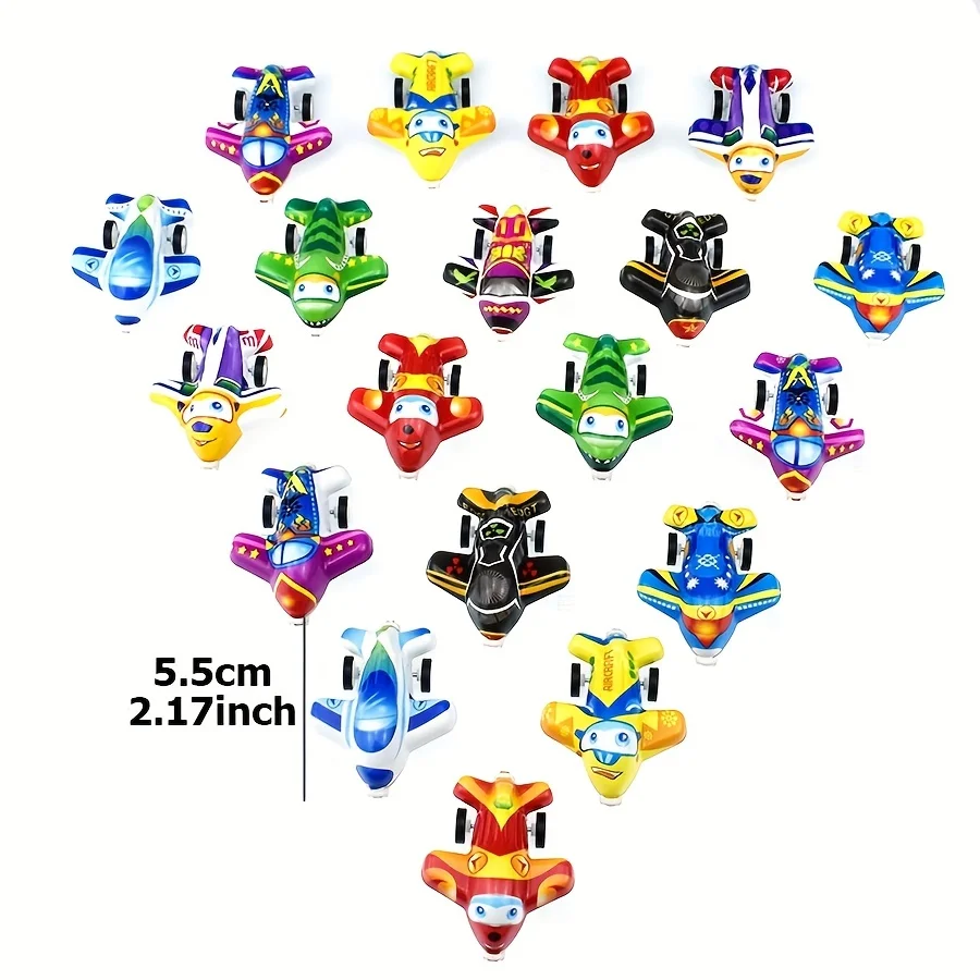 20pcs Style Random Cartoon Pull Back Cars and Planes Children Cute Plastic Pull Back Toys Kids Mini Car Model Plane Toys Gifts