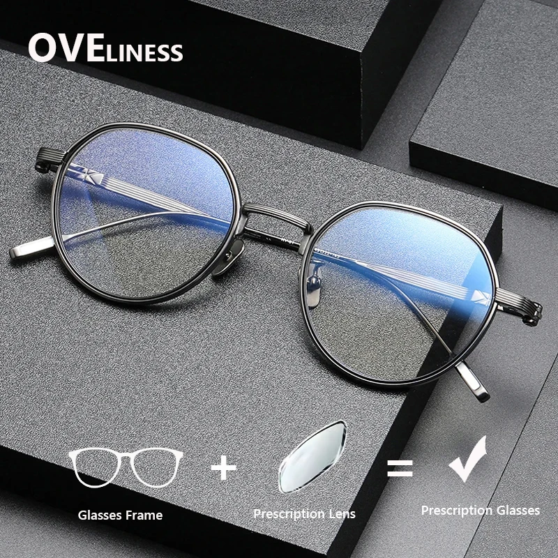 

optical Acetate Titanium Glasses Frame Men Vintage Round Eyeglasses frames Women Prescription myopia Spectacles Eyewear