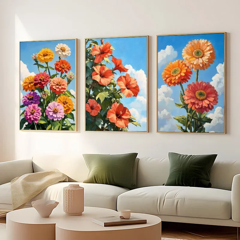 Vintage Classic Flowers Garden Posters Farmhouse Carnation Hydrangea Macrophylla Prints Wall Pictures Canvas Painting Home Decor