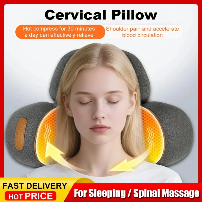 

Electric Neck Massager Cervical Pillow Hot Compress Neck Stretch Heating Vibration Neck Shoulder Massager Traction Pillow Tool