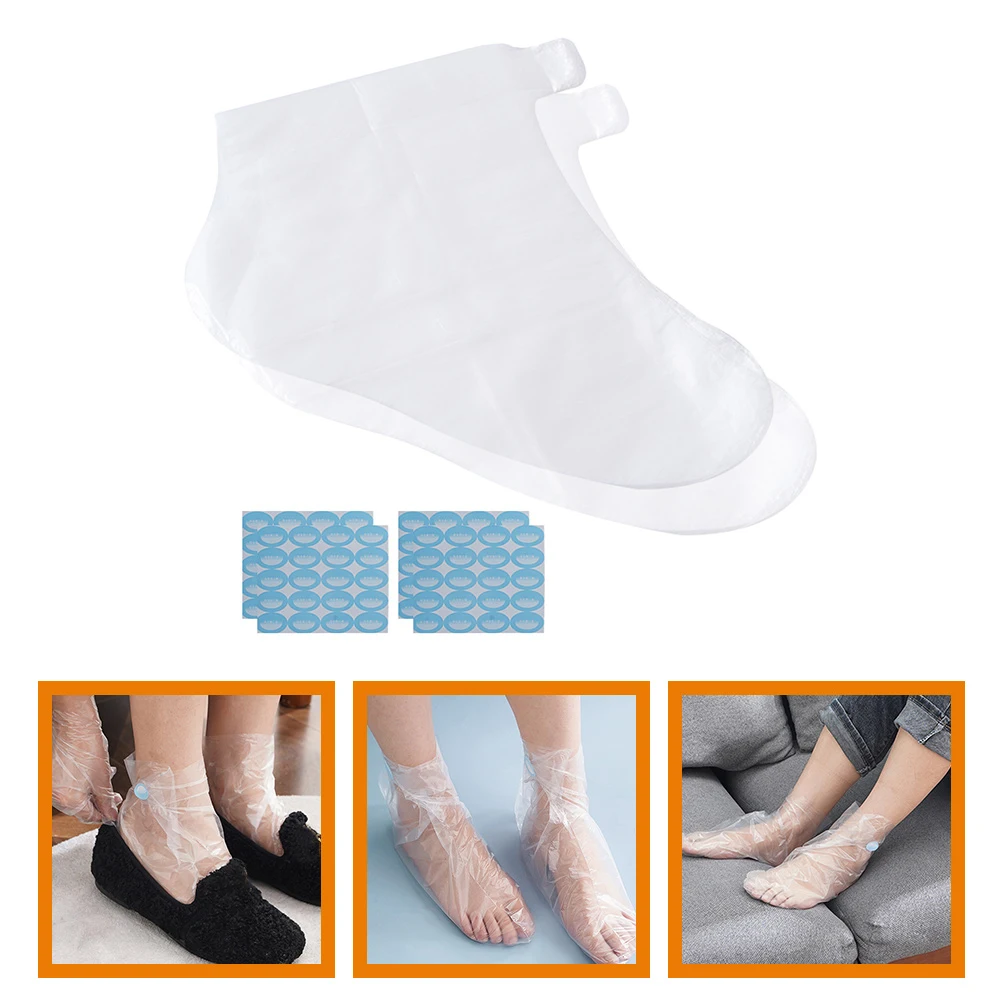 

Foot Mask Pedicure Liners Disposable Plastic Socks Waterproof Covers Caring Feet Lotion Spa Salon Home Travel Hotel Use