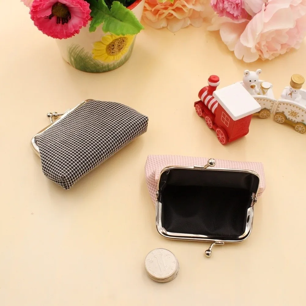 New Cotton Coin Purse Retro Plaid Hasp Closure Lipstick Pouch Small Multifunctional Wallet Everyday Use