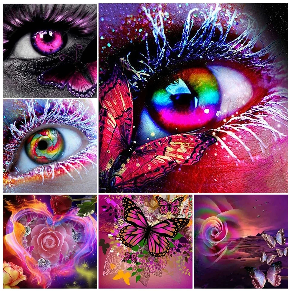 5D Diy Diamond Painting Butterfly Eye Full Rhinestones Embroidery Mosaic Art Cross Stitch Kits Home Decor New Arrivals 2023