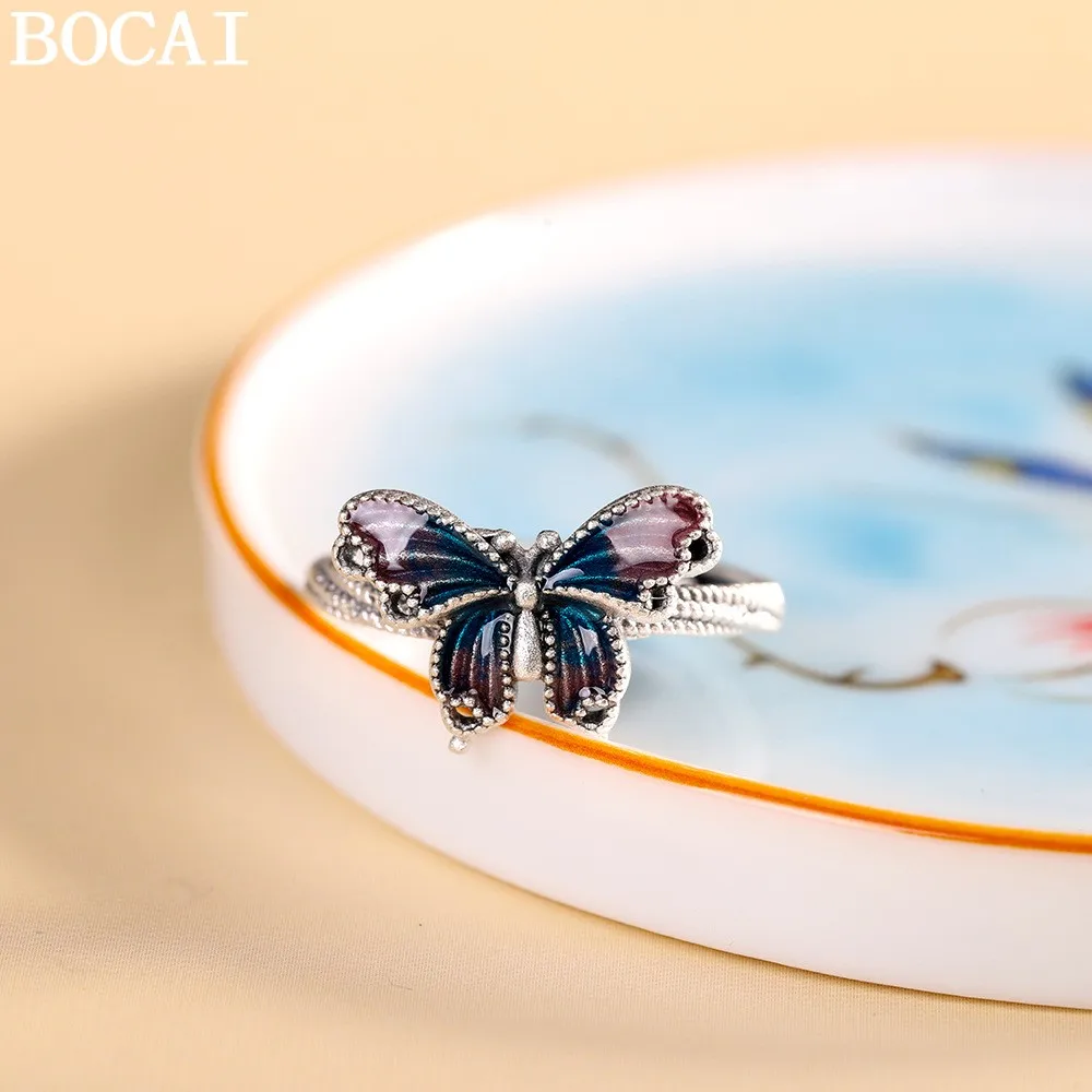 

Новое кольцо BOCAI S999 из чистого серебра с эмалью в виде бабочки, легкое, роскошное, элегантное, открытое