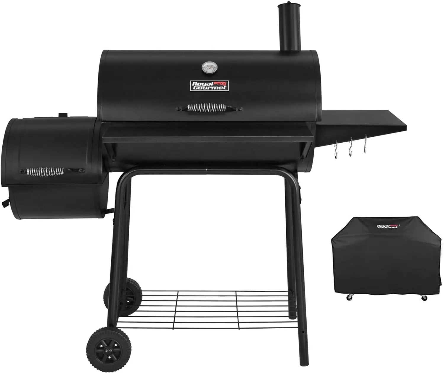 

Royal Gourmet CC1830SC Charcoal Grill Offset Smoker with Cover, 811 Square Inches, Black, Outdoor Camping