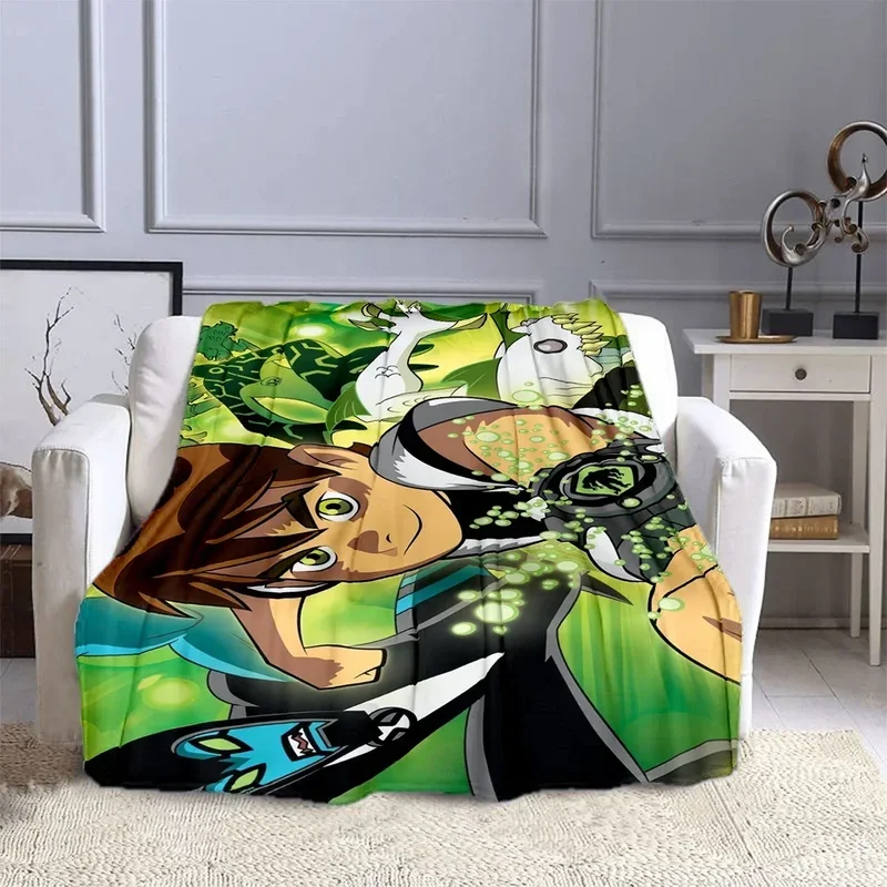 Cartoon B-Ben 10 Hero Anime  Blanket Children's Blanket High Quality Flannel Blanket Soft Comfortable Home Travel Blankets@0￥