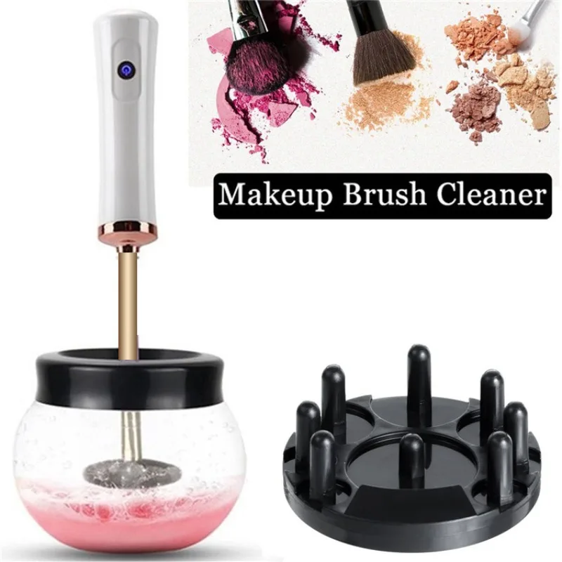 Electric automatic makeup brush cleaner quick wash dry brush machine rechargeable silicone plug automatic rotation