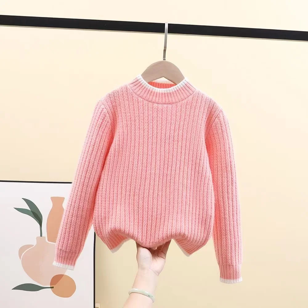 3-12years Winter Children clothes Girls Sweater Knitted Pullovers Thicken Warm Coat All-match Basic Girl knitting Sweaters