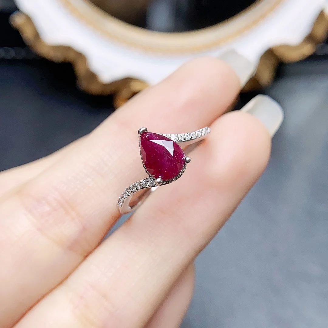 

FS Drop Natural Ruby S925 Sterling Silver Ring for Women With Certificate 6*8mm Gemstone Fine Charm Weddings Jewelry MeiBaPJ