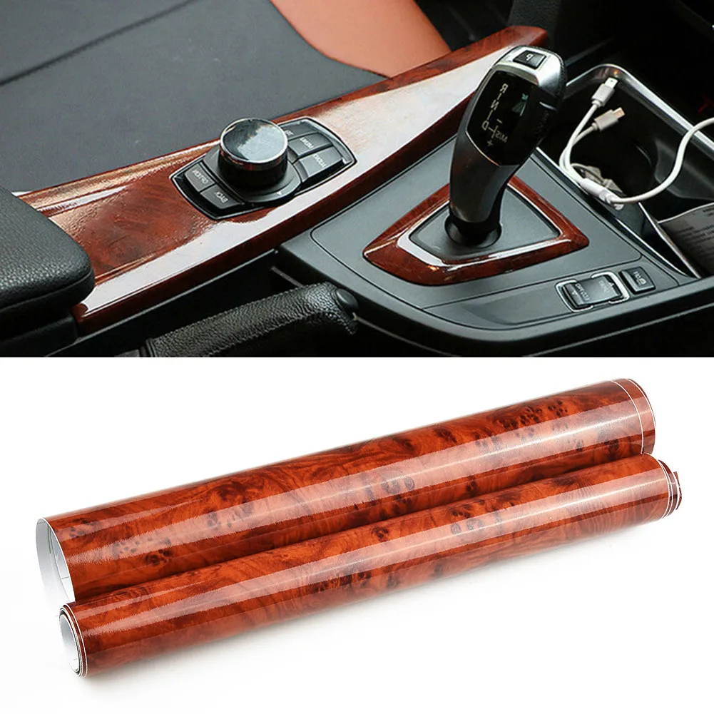 

1 Piece Wood Grain Vinyl Sticker Glossy Automobiles Interior Film 30cmx100cm Exterior Accessories Car Stickers