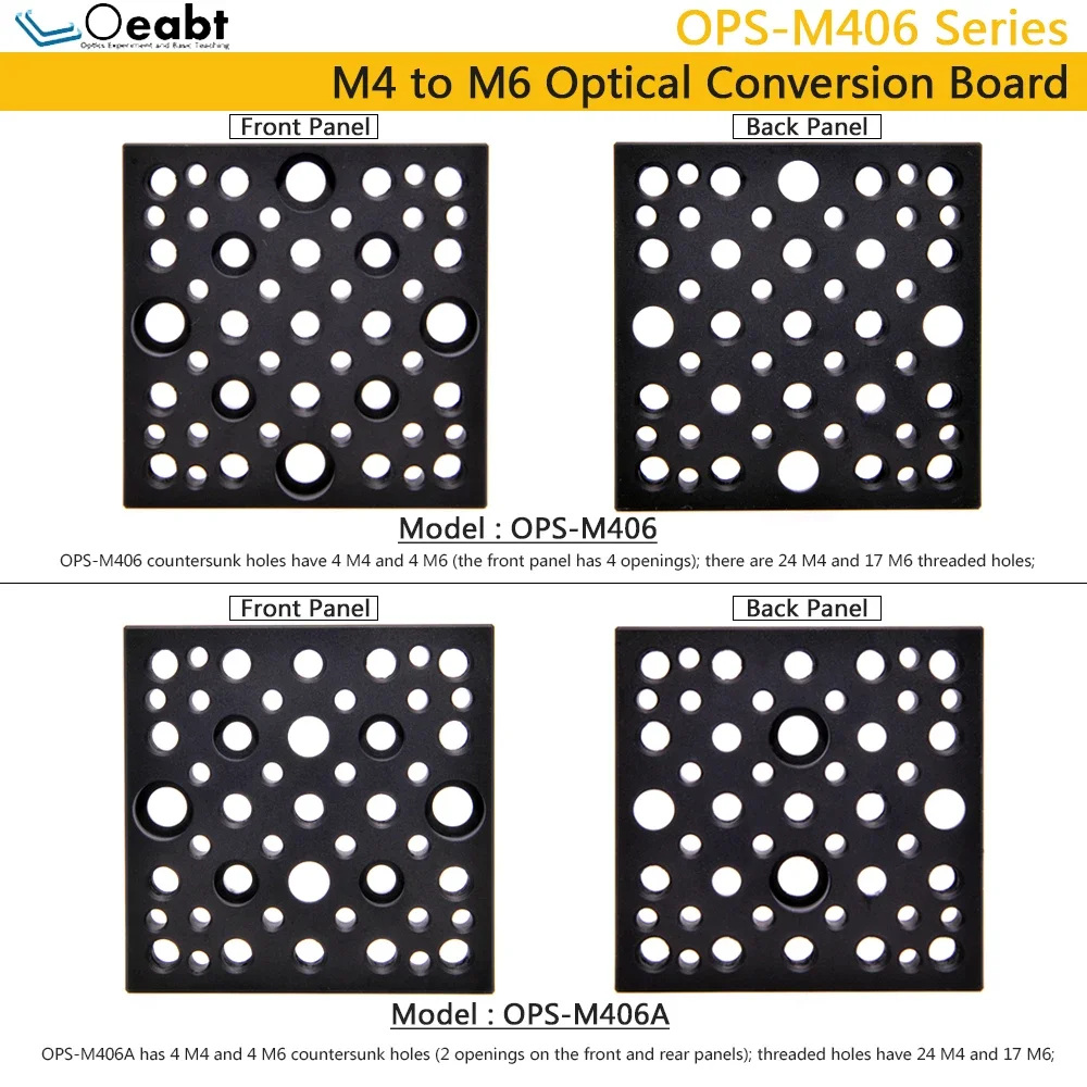 OPS-M406 Post Clamp Block Adapter Plate Bottom Plate Porous Position Mounting Plate Aluminum Flat Plate M4 To M6 Bottom Plate