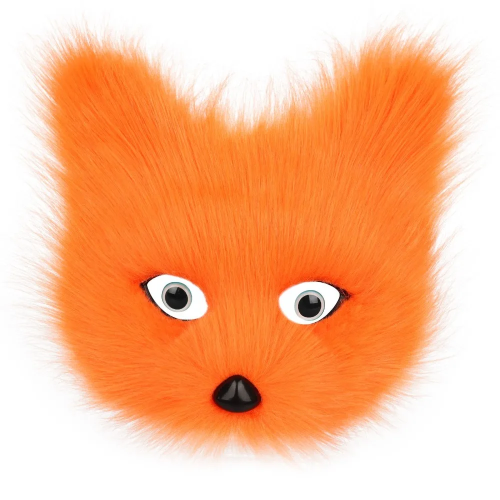 Medieval Viking Plush Animal Fox Wolf Mask Plush Cat Half Face Masks Halloween Party Cosplay Costumes Props Accessories 4
