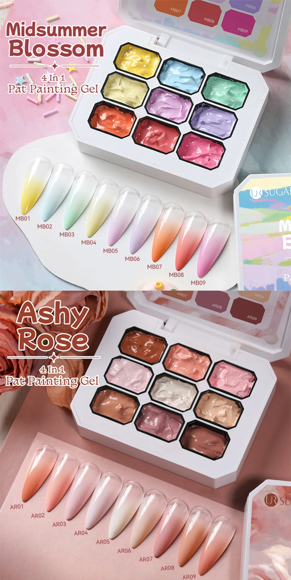 UR SUGAR 9 Farben Pat Painting Gel Nail 4 In 1 Semi Permanent Soak Off UV LED Nails Wird für Farbverlaufsstempelmuster verwendet – Detail 5
