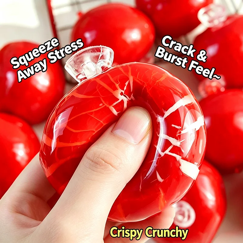 Red Apple Crispy Squishy Toy Handmade Wax Ball Macaron Fidget Squeeze Ball Stress Relief Anti‑Anxiety Play Toy