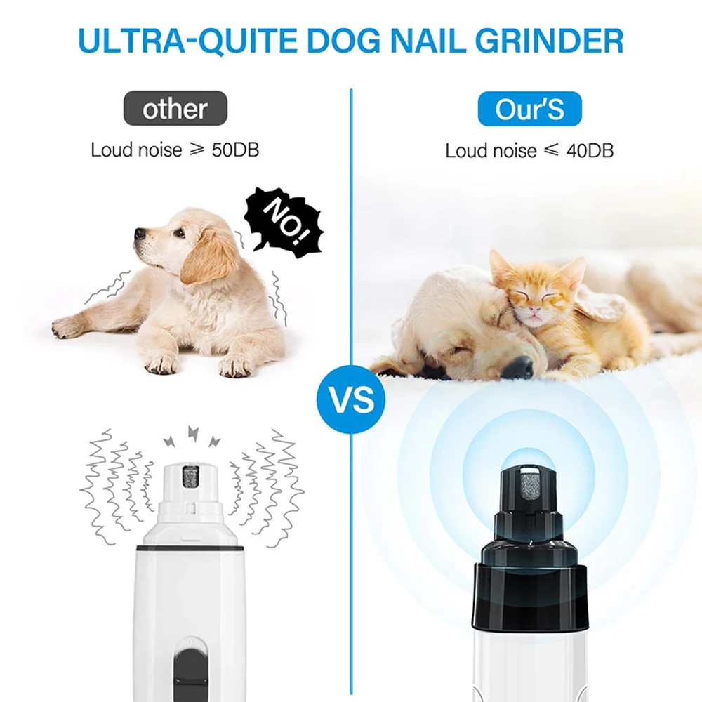 Cortaúñas eléctrico para perros, amoladora de uñas recargable con carga USB, patas silenciosas para gatos, herramientas de aseo para mascotas, nuevo