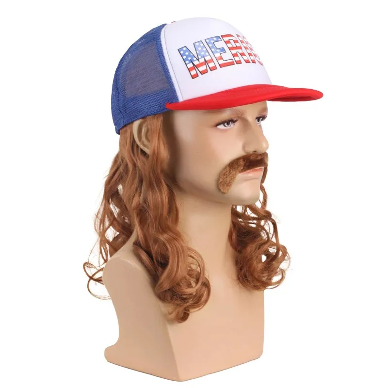 Gorra de béisbol para hombre, peluca, partido de fútbol, accesorios de ropa de animación, gorra de malla para camión, tocado, barba, peluca de moda para hombre, cubierta, sombrero con letras