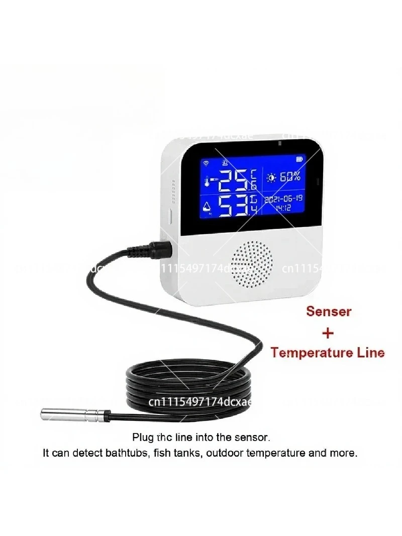 Smart WiFi Temperature Humidity Sensor with LED Display, Indoor Aquarium Water Temp Detector for Home Office