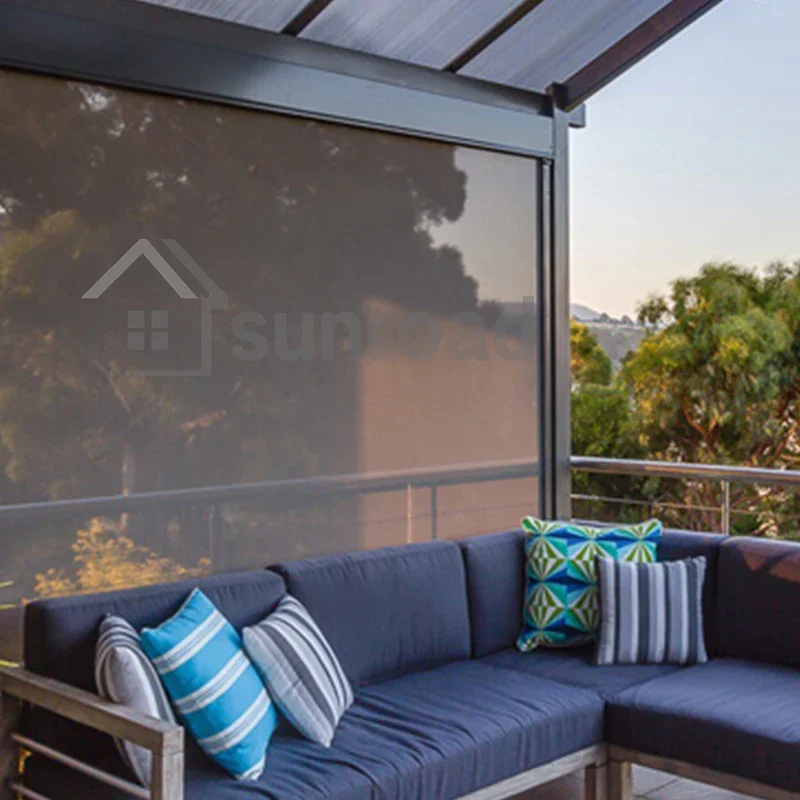 Custom Made Zip Screen Blinds Outdoor Shades Zip-guided Heavy Duty Waterproof Outdoor Blinds Motorized Roller Shades for Pergola