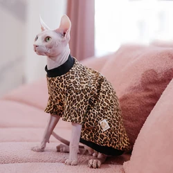 Leopard Print Cats Camisole Soft Skirt Sphynx Cat Sleeveless Cotton Skirt for Sphinx Conis Dress Devon Rex Cats Sphynx Costume