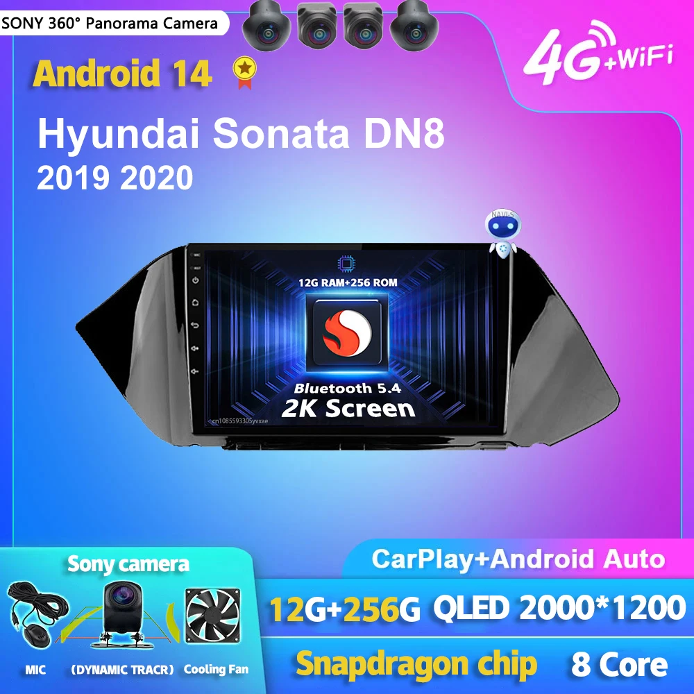 

Android 14 Carplay Auto WIFI+4G Car Radio Multimedia Player For Hyundai Sonata DN8 2019 2020 DSP Autoradio Stereo 2din Head Unit