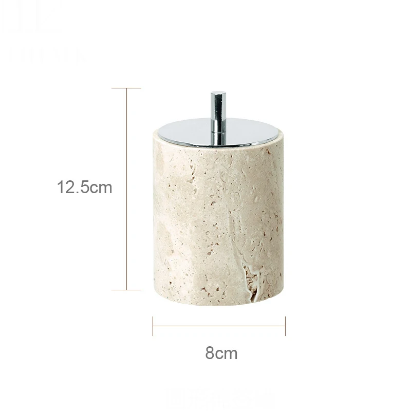 Beige Travertijn Badkamerset Natuurlijke Marmeren Zeepdispenser Rietverspreider Tissue Box Lade Badkameraccessoires