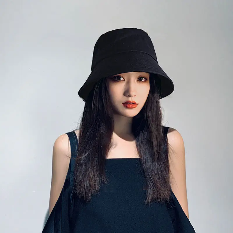 

Women Large Size Sun Bucket Hat Big Head Fisherman Black Beige Cotton Panama Cap Plus Size Bucket Hats 55-58cm 59-61cm