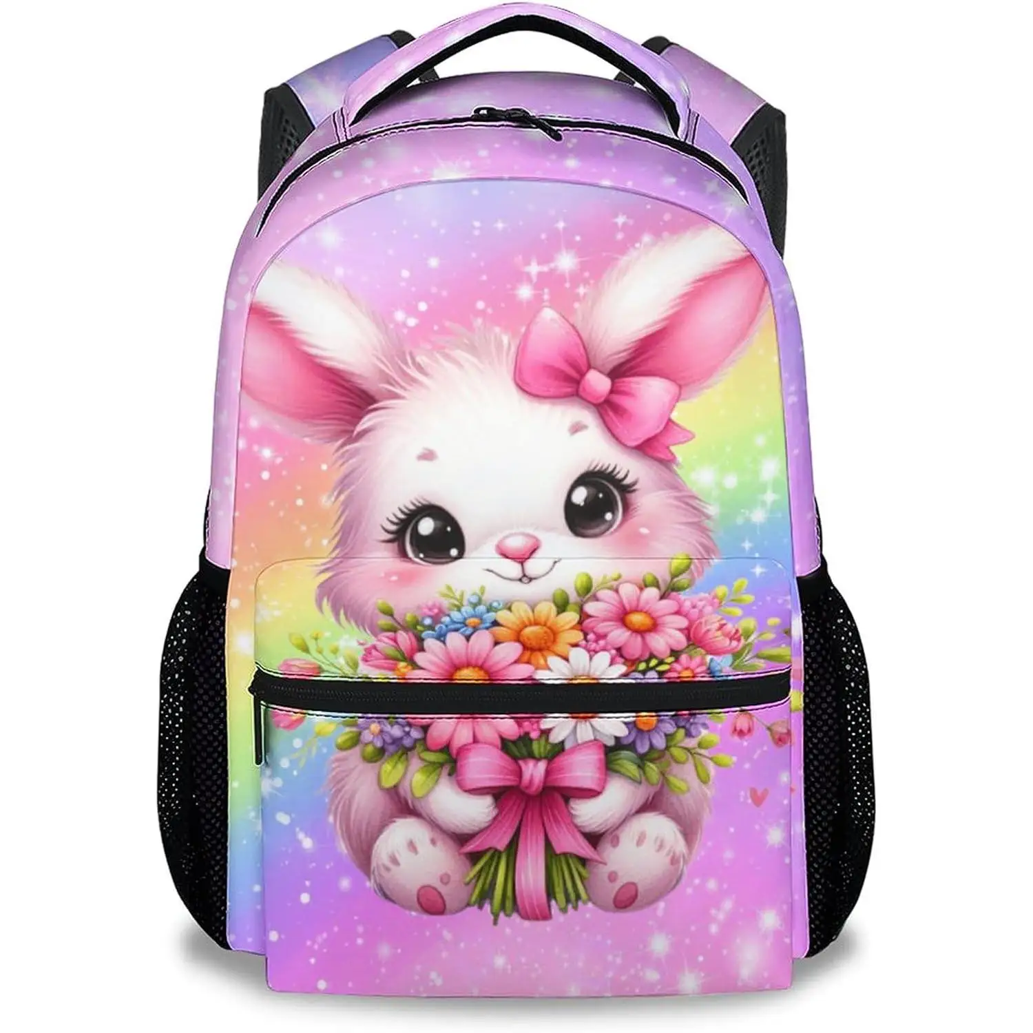 

Backpacks for Girls, Bunny Backpack for School, 17" Cute Rainbow Bookbag for Preschool Kindergarte Elementary