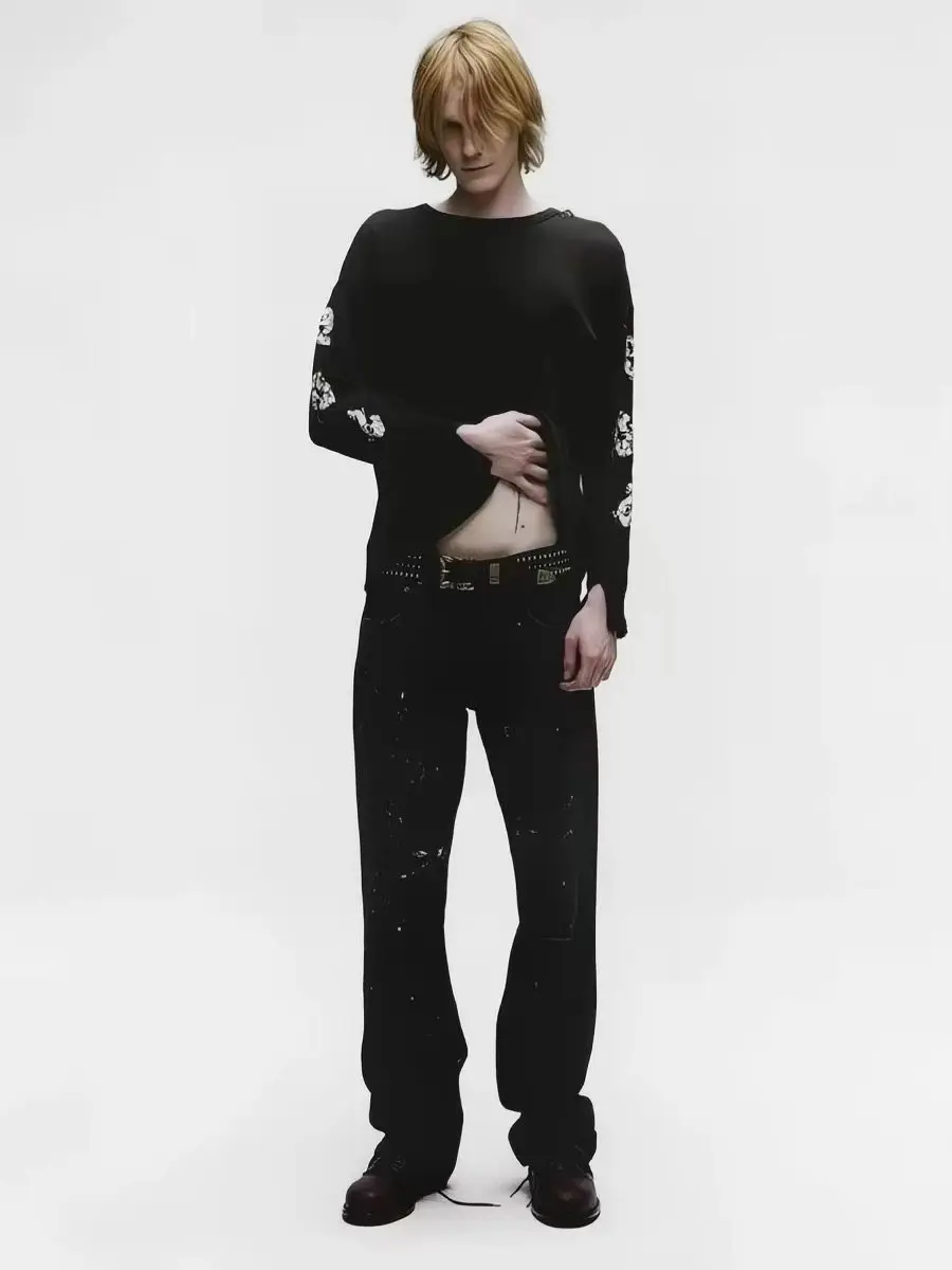 ER/D 25FW ink splashing old loose straight jeans