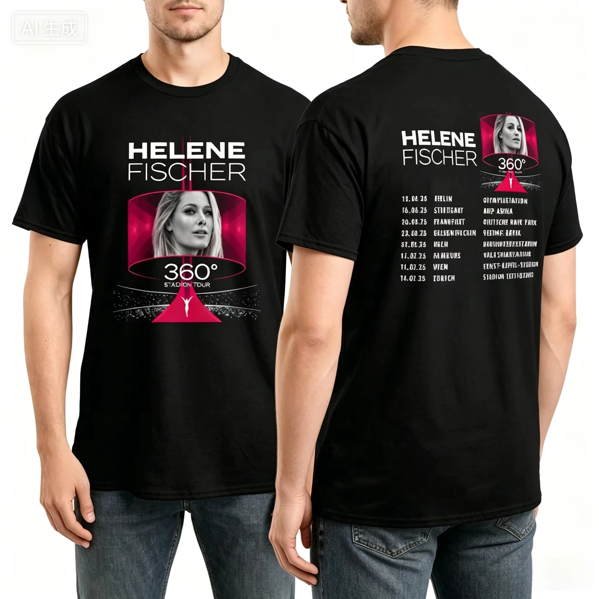 Men Women's Helene Fischer 360° Stadium Tour 2026 Graphic T Shirt Merchandise Funny pure Cotton T Shirt Tee Clothing Classic