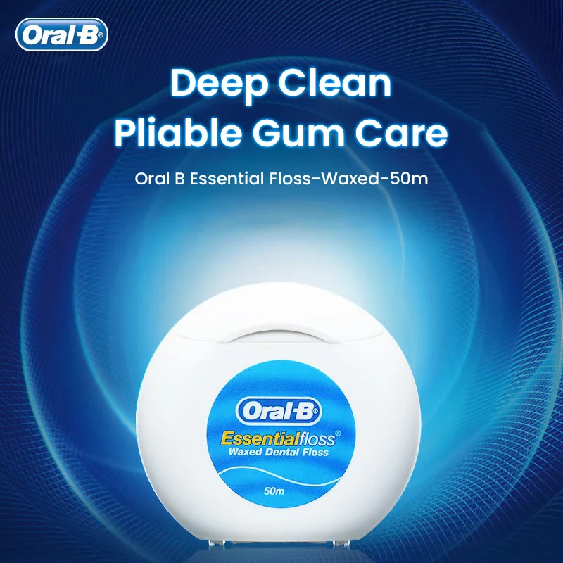 Oral B Essential Mint Floss 50M Professional Dental Cleaning Floss Portable Wax Coating Dental Floss Removal Plaque Deep Clean