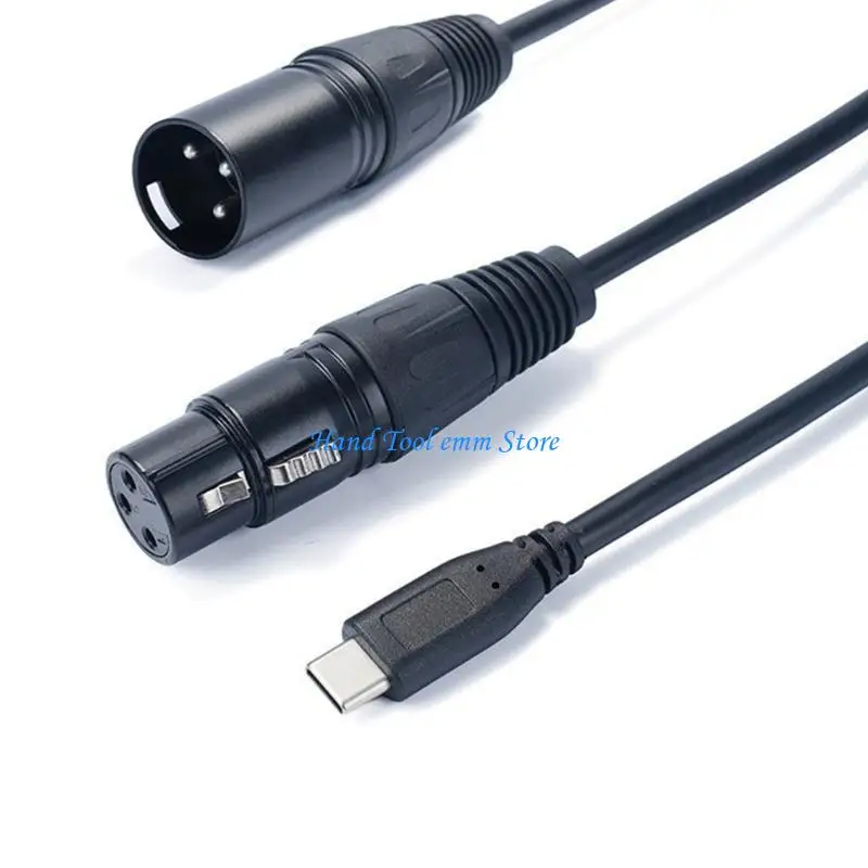 

H37F 3Pin XLRs Male Female to USB Type C Headphone Adapter Cable for Mixers Amplifiers