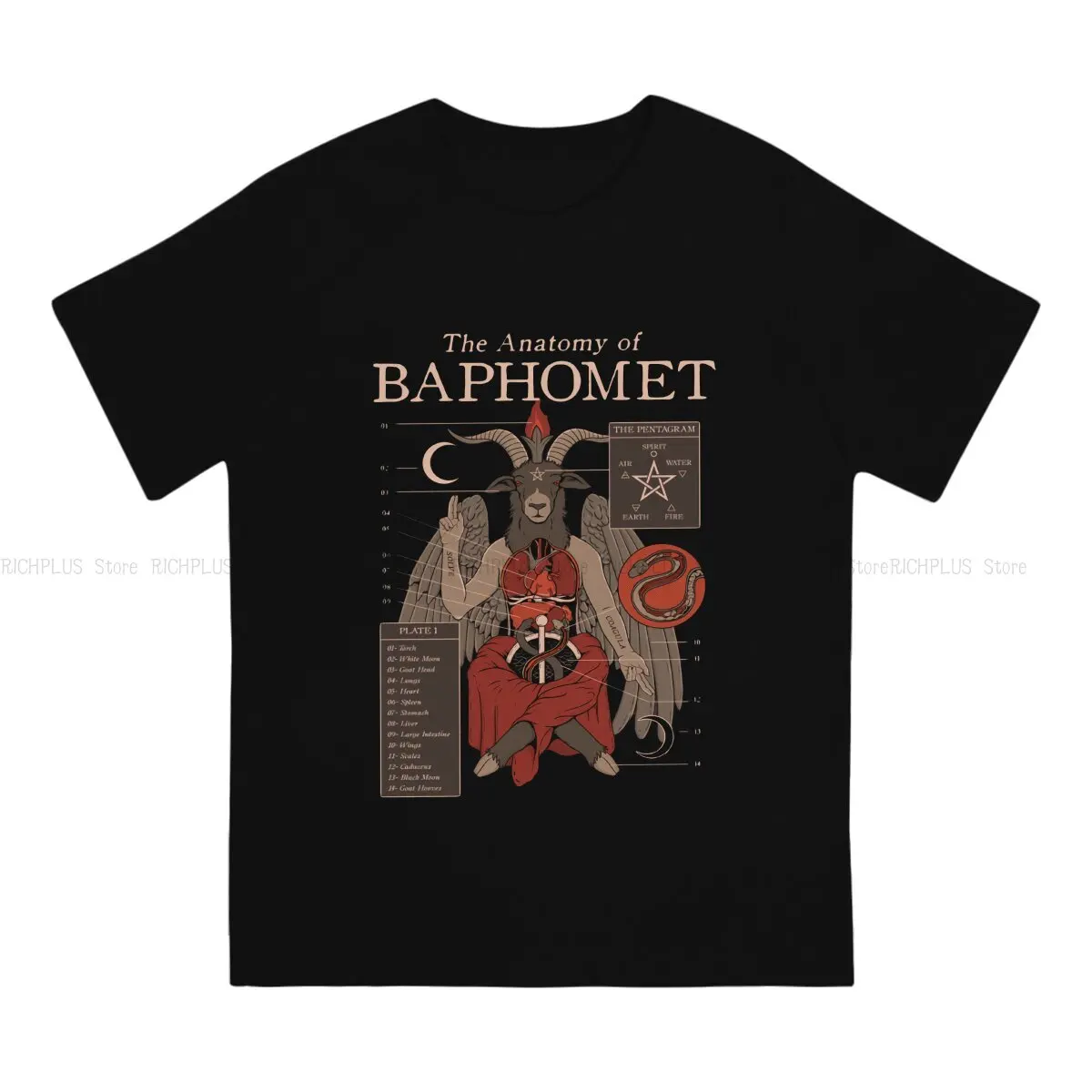 The Anatomy Man\'s TShirt Baphomet Satan Lucifer Crewneck Tops T Shirt Funny Birthday Gifts