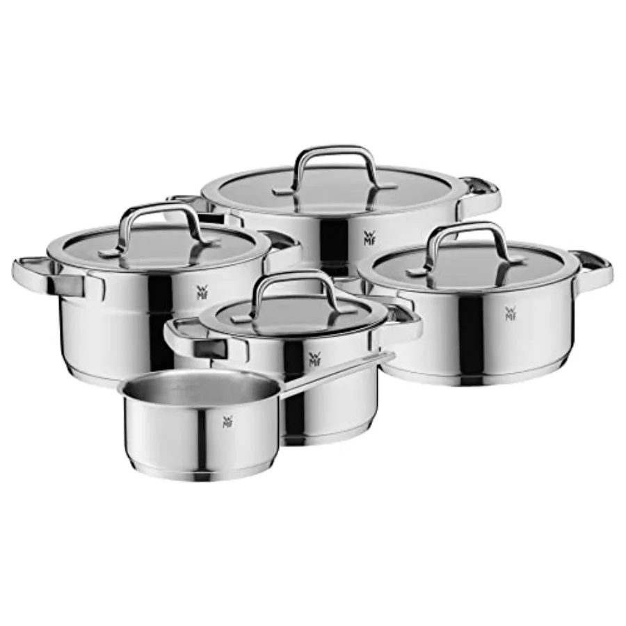 

Compact Cuisine 5Piece Induction Saucepan Set with Glass Lid Polished Cromargan Stainless Steel Induction Pots Set Uncoated Inn