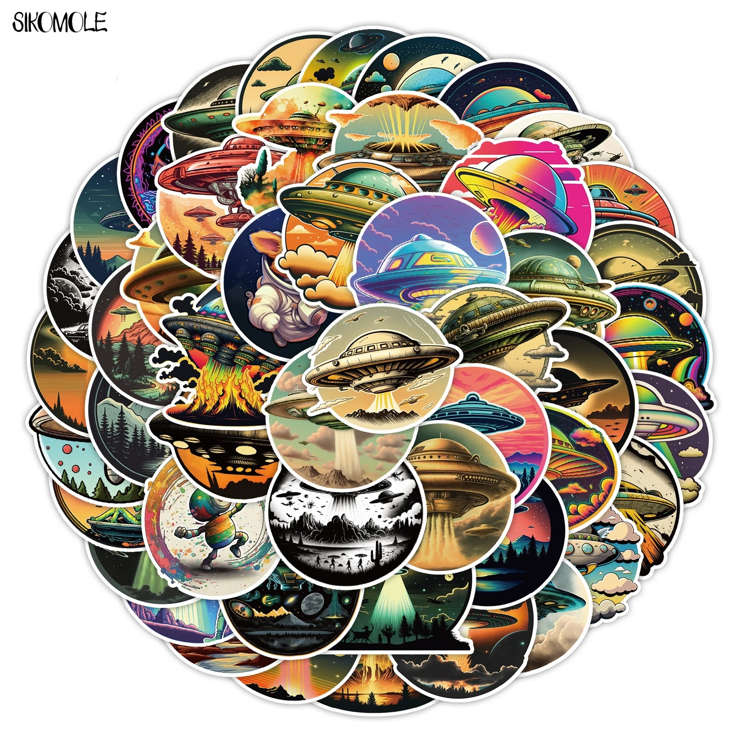 

10/30/50PCS Cartoon Space UFO Alien Stickers Aerospace Aesthetic DIY Toy Kid Travel Luggage Fridge Decal Graffiti Sticker Pack