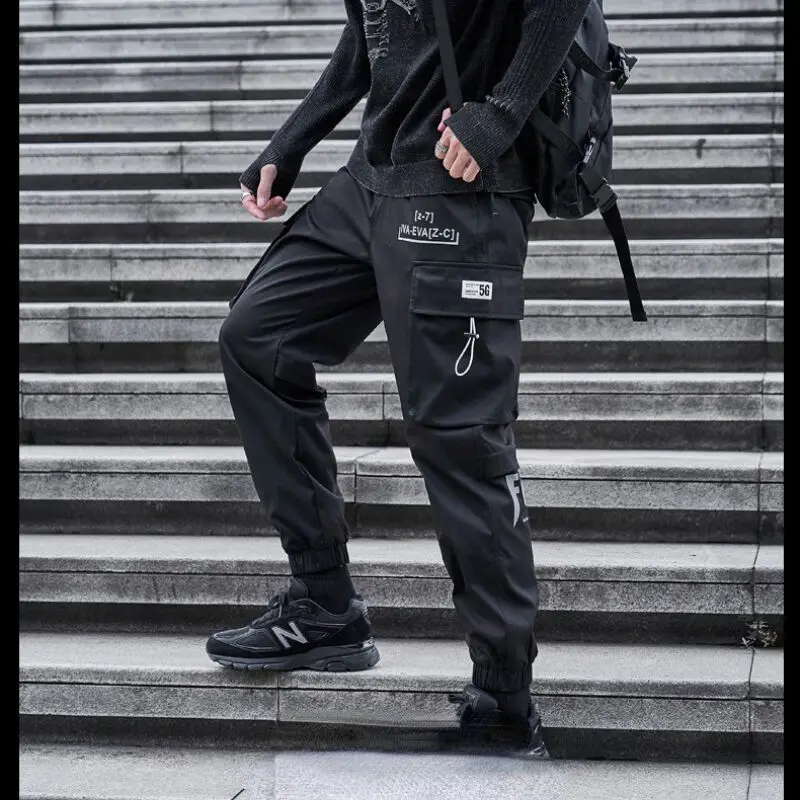 

2024New Multi-pockets Tactical Techwear Cargo Pants Mens Harajuku Punk Hip Hop Joggers Pantalons Casual Fashion Harem Streetwear