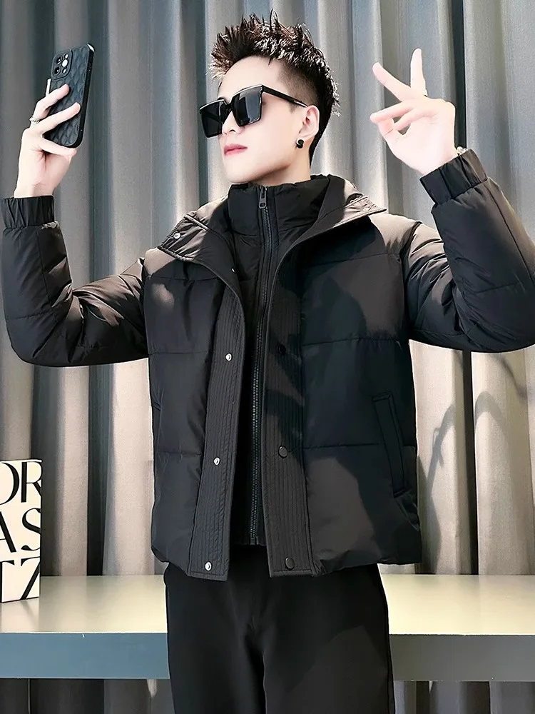 

Thiened ort Cotton Jaet, мужская зимняя теплая воротник-стойка, однотонный повседневный топ, модная верхняя одежда, молодежная спортивная одежда