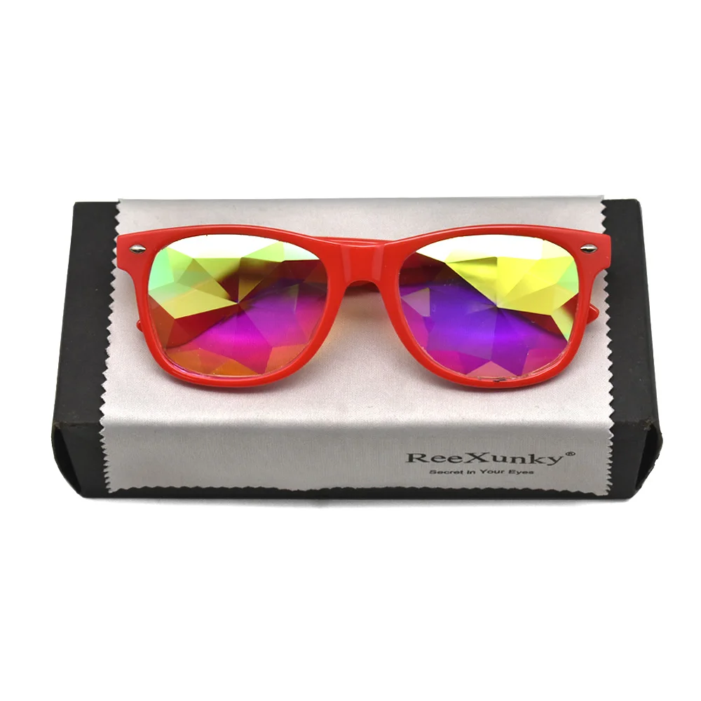 Luxury Square Party Sunglasses Women Men Fashion EDM Light Diffraction Futuristic Rave Festival Sun Glasses Psychedelic Prism