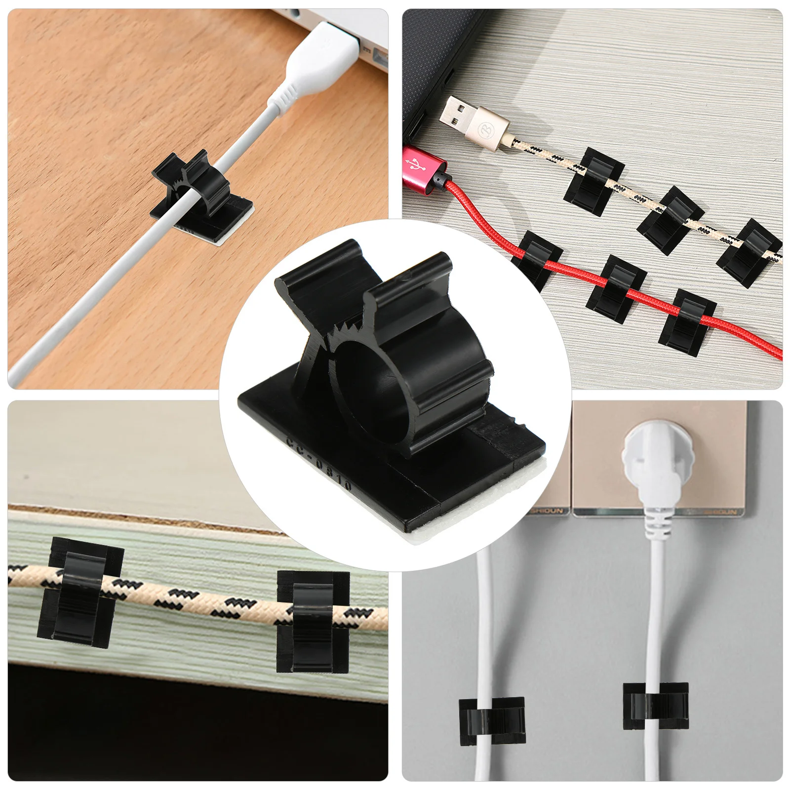 

1Set Cable Organizer Self Adhesive Wire Management Cord Clip Office Home Use Reduce Electrical Hazards Cable Manager