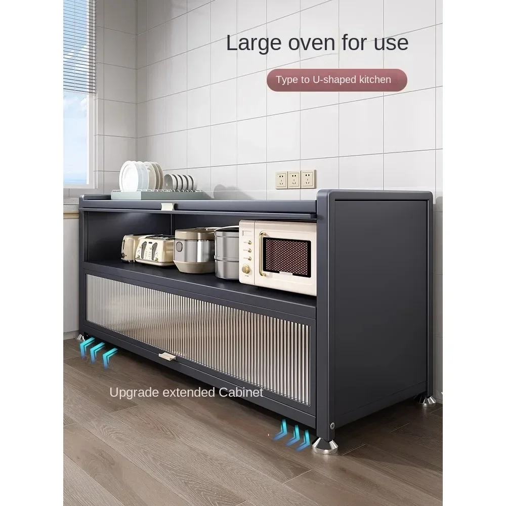 Kitchen shelf floor multi-layer storage cabinet multifunctional microwave oven oven sideboard storage locker